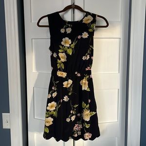 Navy Blue Floral Dress Size S